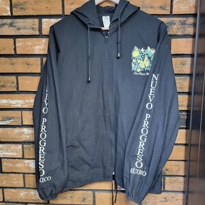 Vintage Nuevo Progreso, Mexico Large‎ Light Cotton Zip Up Jacket Butterflies